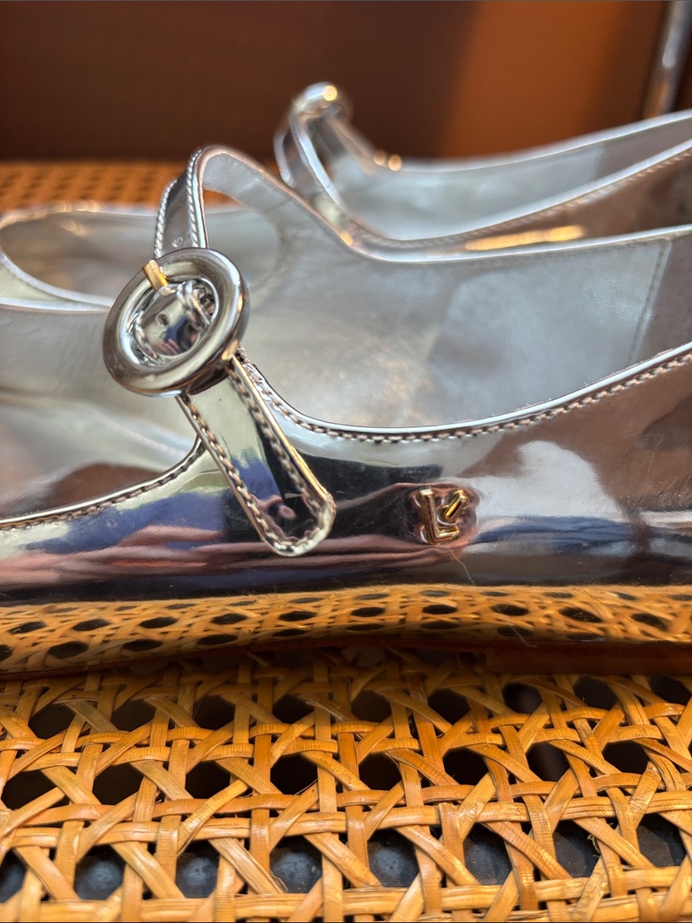 Larroude Metallic Silver Mary Jane Flats - Picture 4 of 6